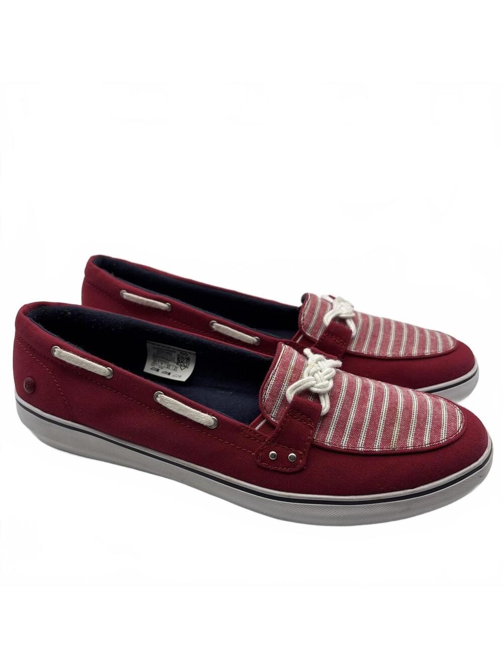 Grasshoppers Women Size 9.5 N Striped Red White Memory Foam Shoes Slip On Loafer